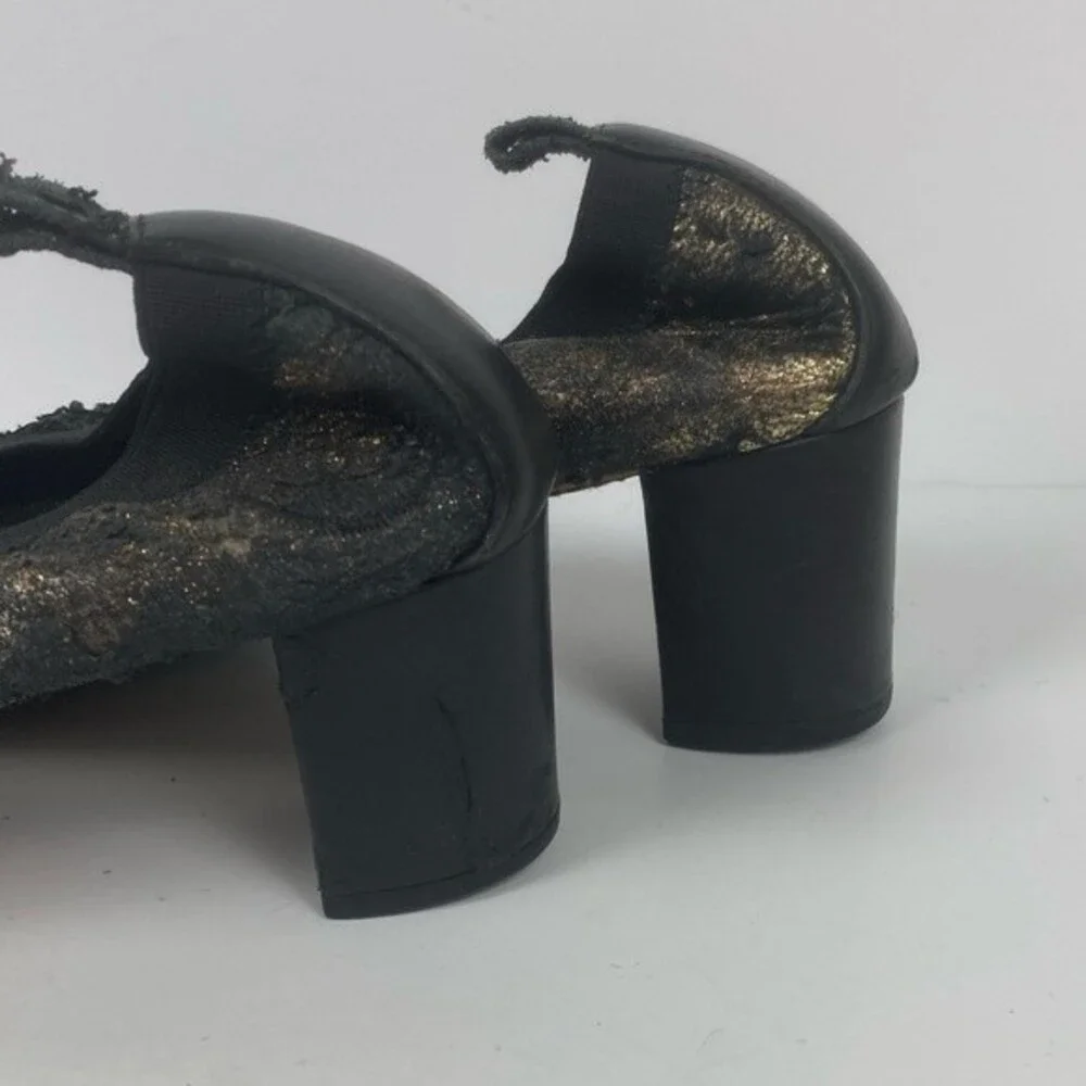 Chanel Metallic Lambskin Cap Toe Elastic Stretch Block Heel Pumps US 9.5